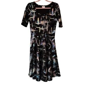 Lularoe Nicole dress NWOT Large Oil Slick pattern